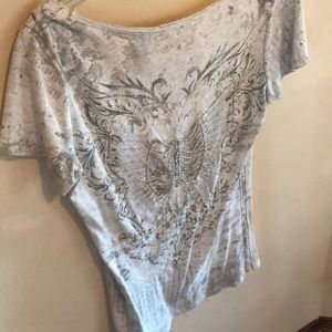 Miss Me vintage tee with lace up v neckline